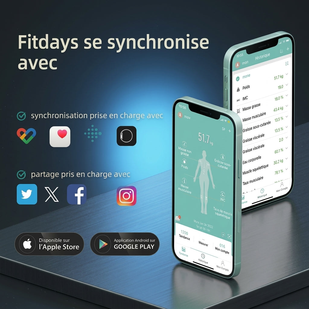 Balance vocale à 8 électrodes – Bioimpédance, 28 données corporelles