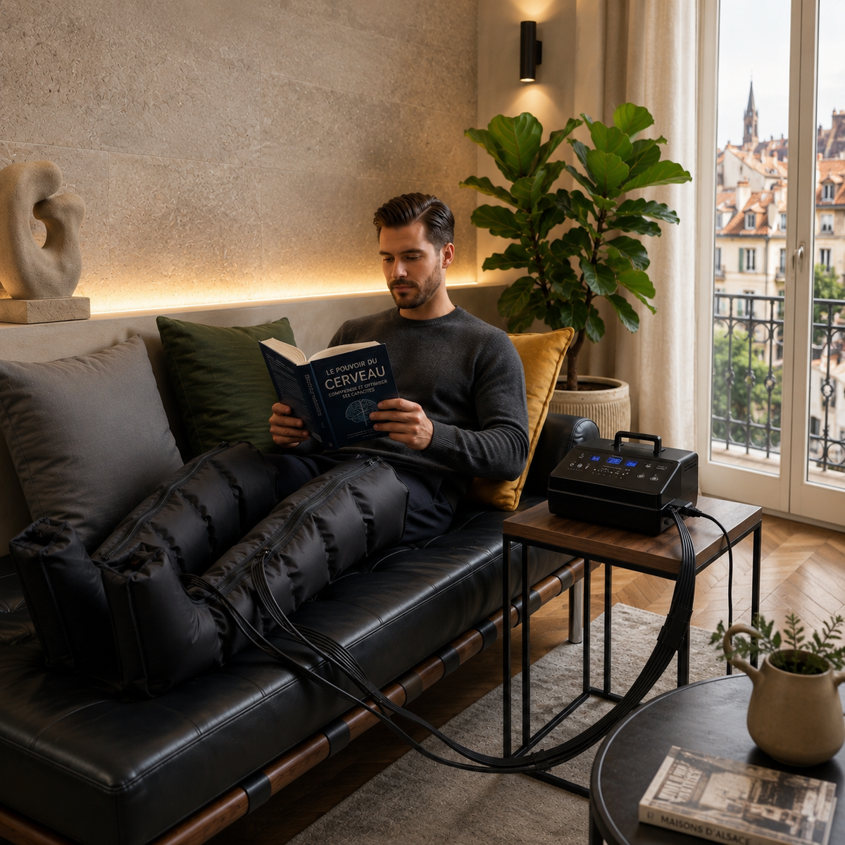 Six coussins d'air, l'un après l'autre.