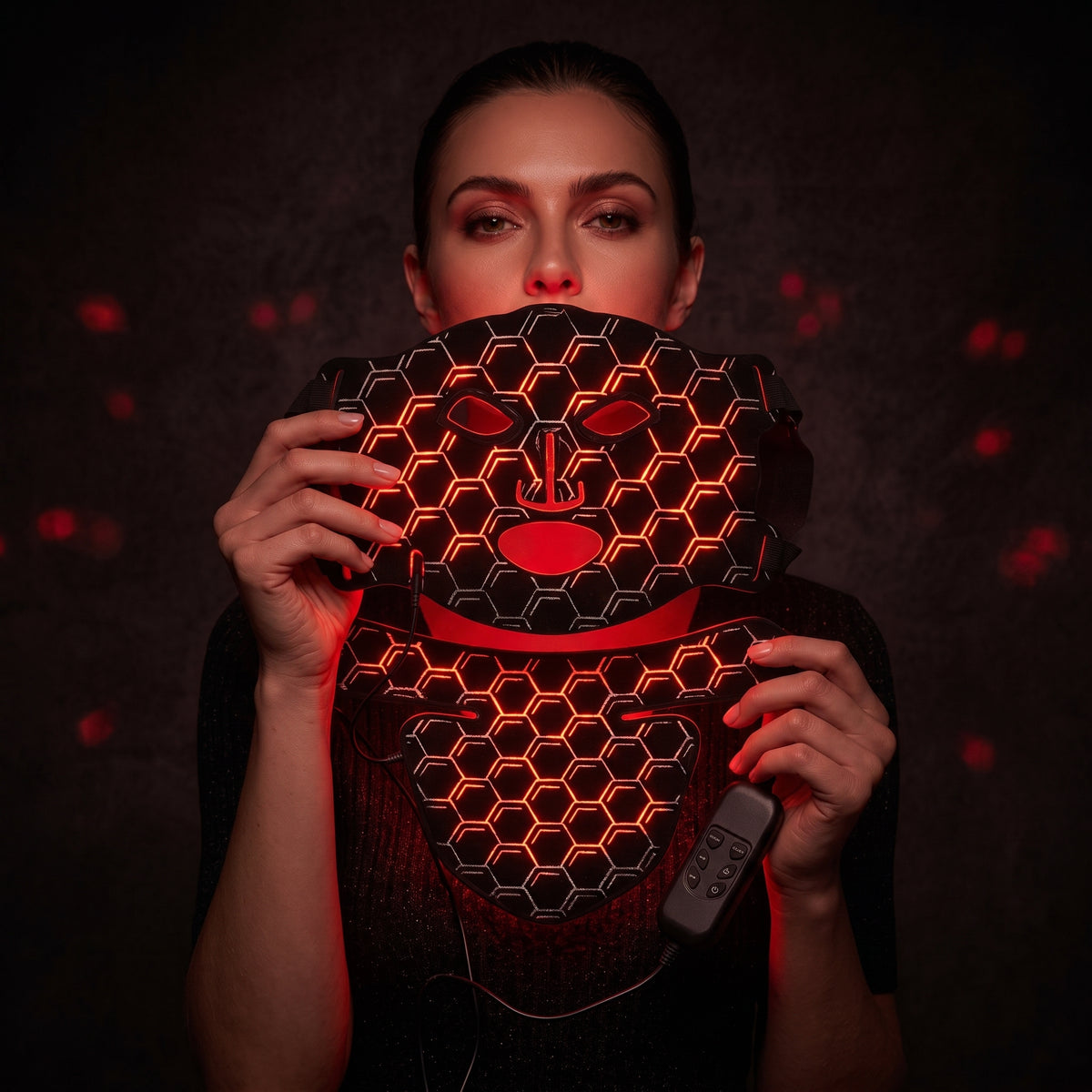 Masque LED Ondéa Silicone – Visage et cou, 160 perles LED, 7 couleurs