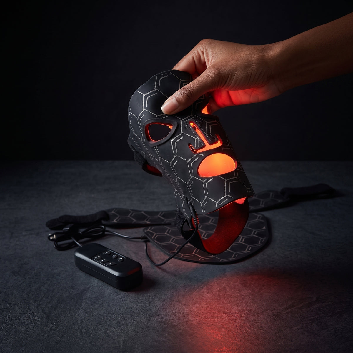 Masque LED Ondéa Silicone – Visage et cou, 160 perles LED, 7 couleurs