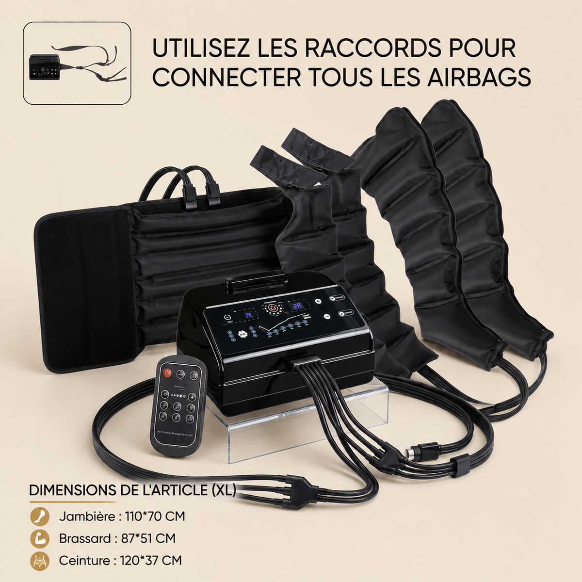 Masseur à Ondes d'Air Ondéa · 6 cavités — Jambes, bras et ceinture