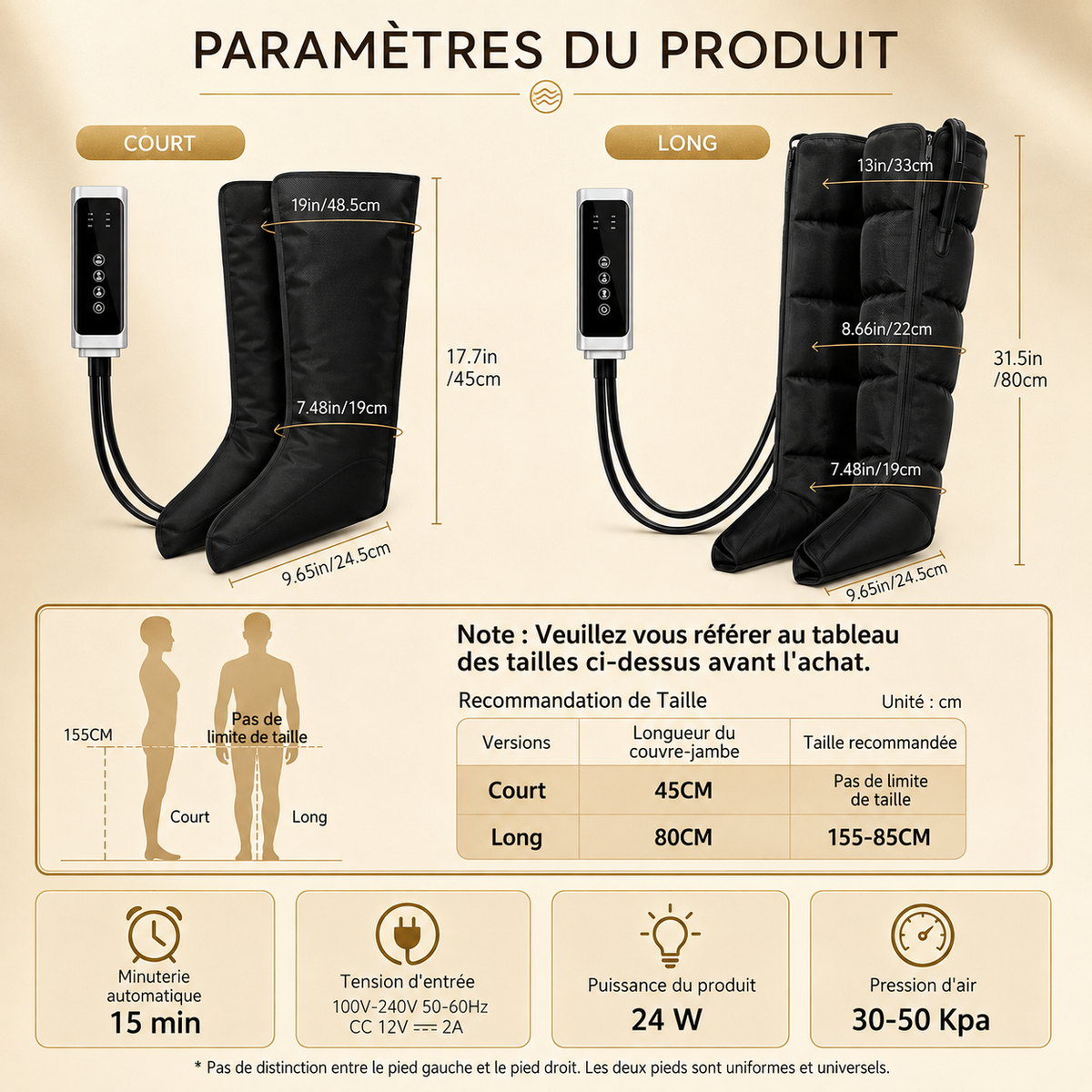 Bottes de Massage Jambes à Ondes d'Air – Compression 360°